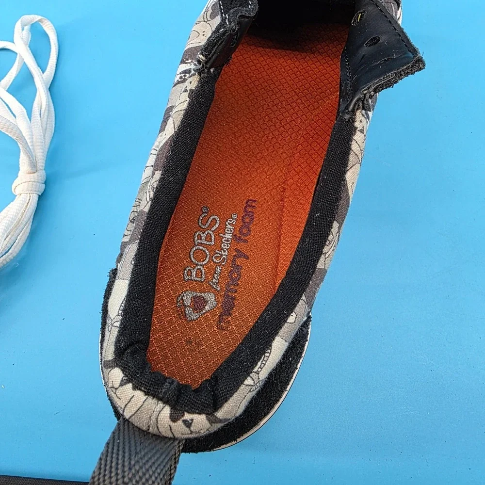 Skechers BOBS for Dogs Black Grey Dog Print Sneakers Low Top 33294 Womens 10 - Picture 14 of 14